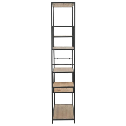 Bookcase Solid Firwood and Steel - 90.5×35×180cm