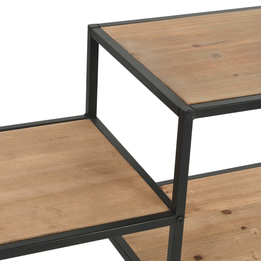 Bookcase Solid Firwood and Steel - 90.5×35×180cm