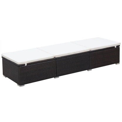 Sun Lounger with Cushion Poly Rattan Brown - 195×60×31cm