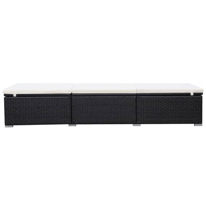 Sun Lounger with Cushion Poly Rattan Black - Black And Cream White