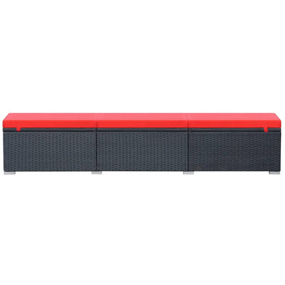 Sun Lounger with Cushion Poly Rattan Black - Black And Red