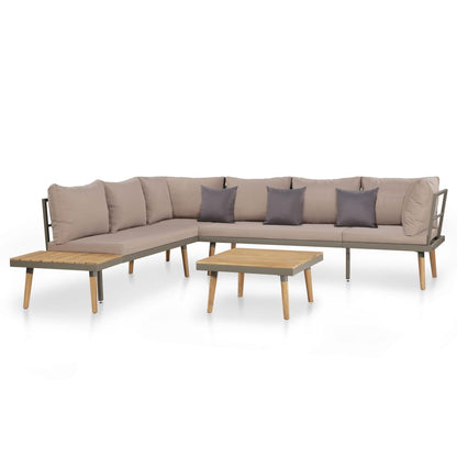 4 Piece Garden Lounge Set with Cushions Solid Acacia Wood Brown - 230×200×65cm