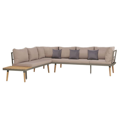 4 Piece Garden Lounge Set with Cushions Solid Acacia Wood Brown - 230×200×65cm