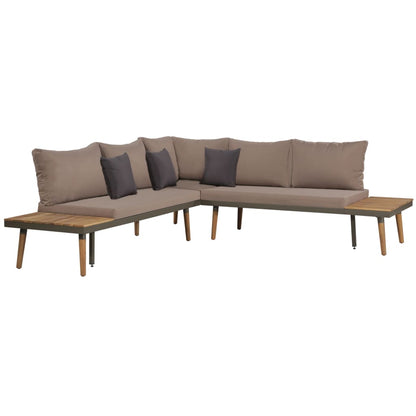 4 Piece Garden Lounge Set with Cushions Solid Acacia Wood Brown - 200×200×65cm