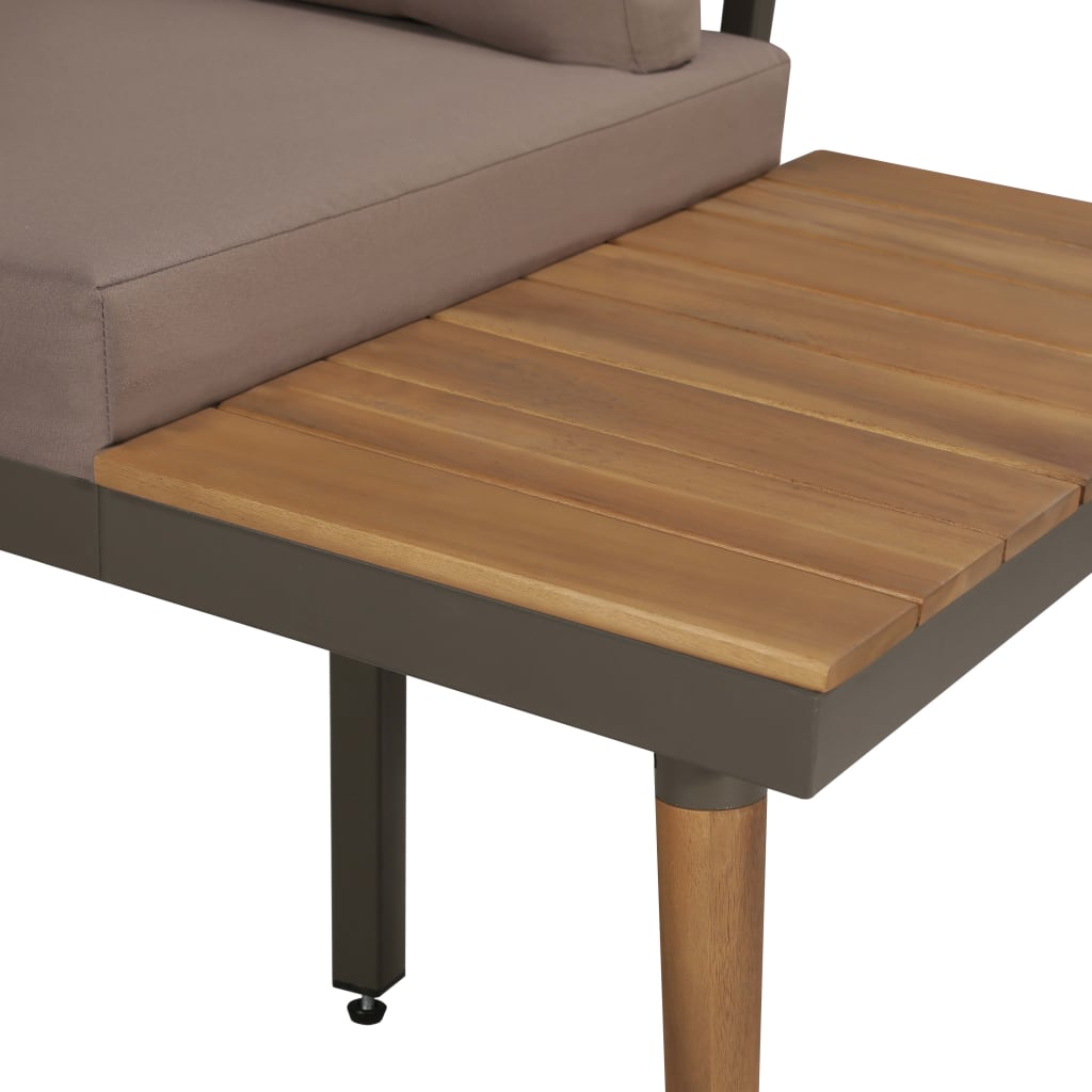 4 Piece Garden Lounge Set with Cushions Solid Acacia Wood Brown - 200×200×65cm