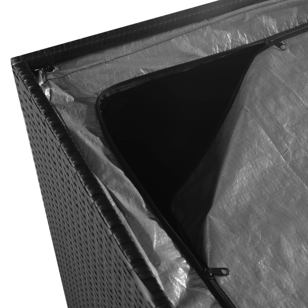 Garden Storage Box Black - Poly Rattan