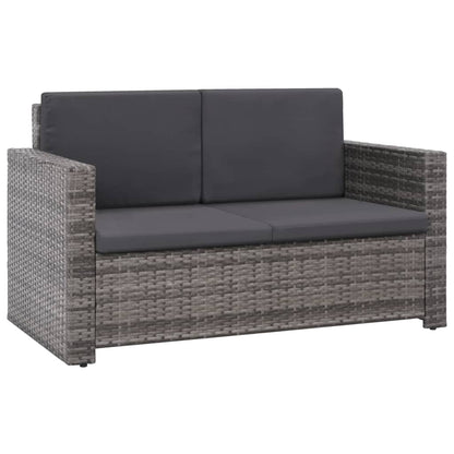 2 Piece Garden Lounge Set with Cushions Poly Rattan Grey - 133×56×30cm
