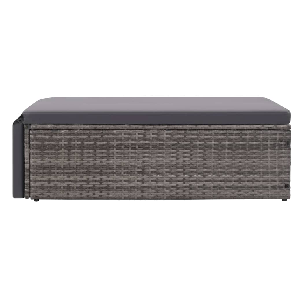 2 Piece Garden Lounge Set with Cushions Poly Rattan Grey - 133×56×30cm