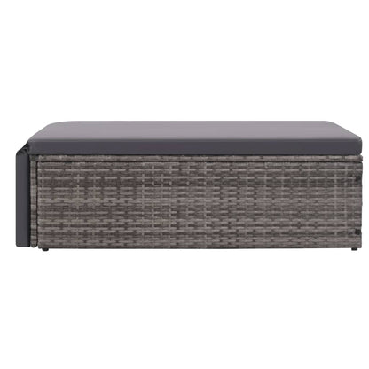 2 Piece Garden Lounge Set with Cushions Poly Rattan Grey - 133×56×30cm