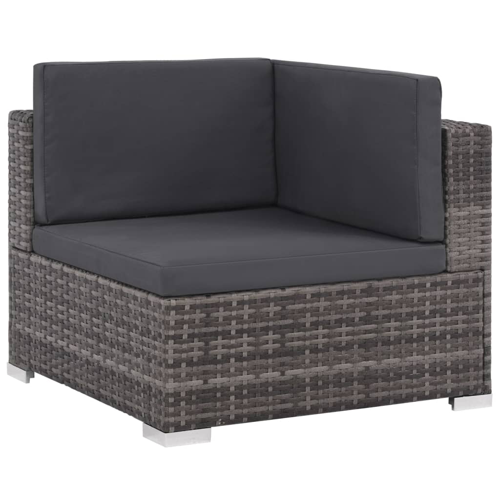 12 Piece Garden Lounge Set with Cushions Poly Rattan Grey - 74×74×26cm