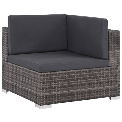 12 Piece Garden Lounge Set with Cushions Poly Rattan Grey - 74×74×26cm