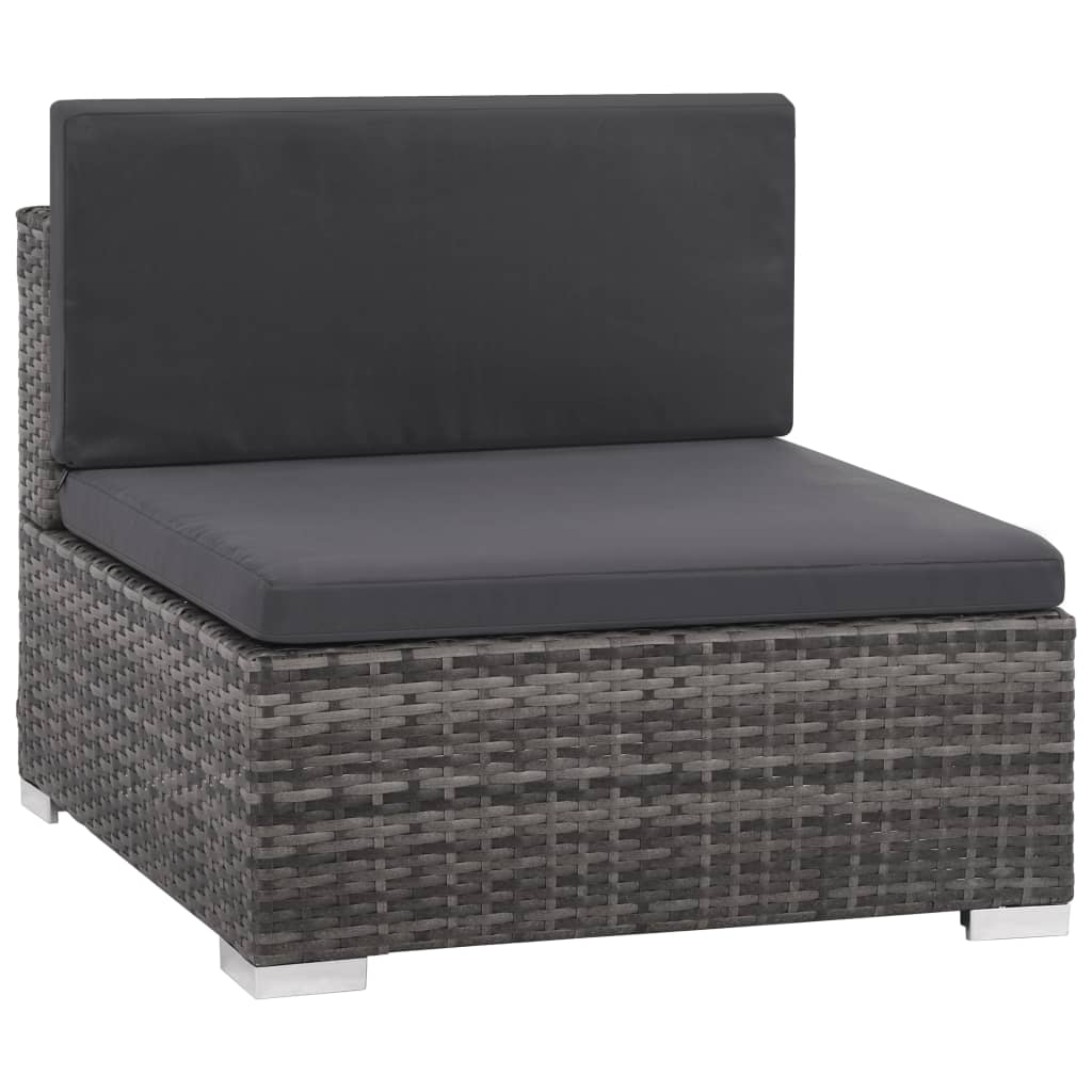 12 Piece Garden Lounge Set with Cushions Poly Rattan Grey - 74×74×26cm