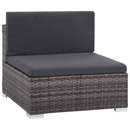 12 Piece Garden Lounge Set with Cushions Poly Rattan Grey - 74×74×26cm