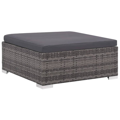 12 Piece Garden Lounge Set with Cushions Poly Rattan Grey - 74×74×26cm