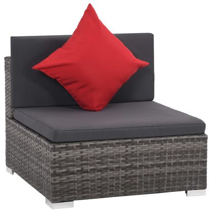 8 Piece Garden Lounge Set with Cushions Poly Rattan Grey - 40×40×6cm