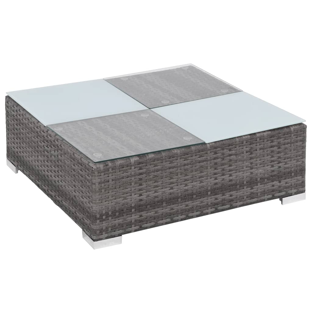 8 Piece Garden Lounge Set with Cushions Poly Rattan Grey - 40×40×6cm