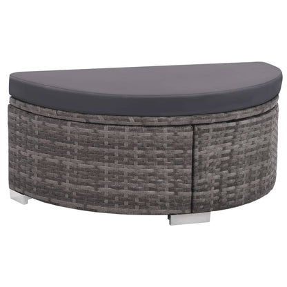 8 Piece Garden Lounge Set with Cushions Poly Rattan Grey - 40×40×6cm