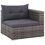 3 Piece Garden Lounge Set with Cushions Poly Rattan Grey