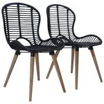 Dining Chairs 2 pcs Black Natural Rattan