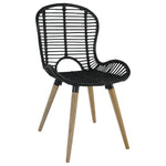 Dining Chairs 2 pcs Black Natural Rattan