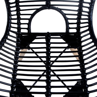 Dining Chairs 2 pcs Black Natural Rattan - 48×64×85cm
