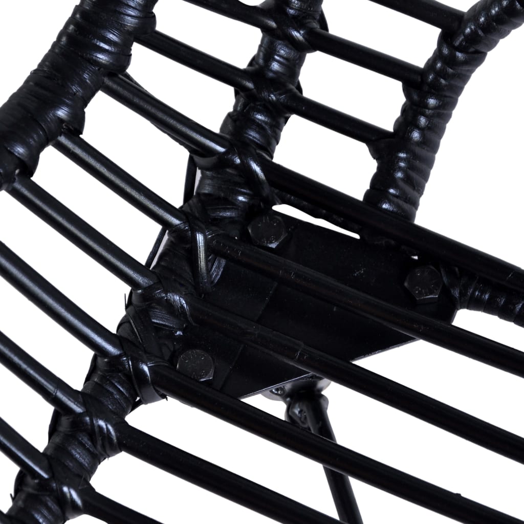 Dining Chairs 2 pcs Black Natural Rattan - 48×64×85cm