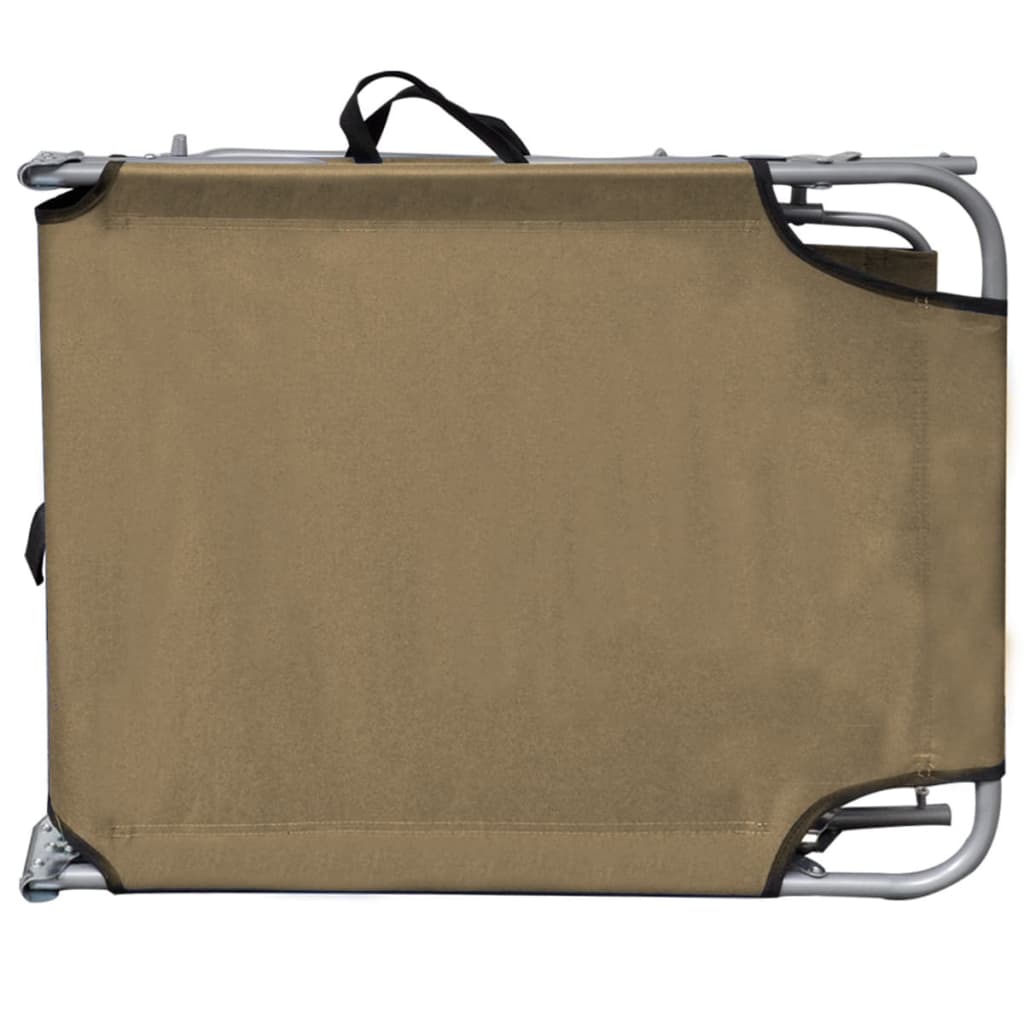 Folding Sun Lounger with Canopy Steel Taupe - 189×58×27cm
