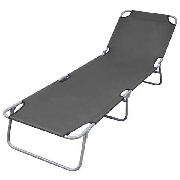  Foldable Sunlounger with Adjustable Backrest Grey
