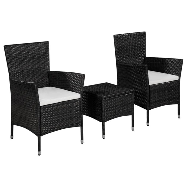  3 Piece Bistro Set Poly Rattan Black