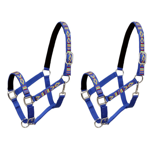 Head Collars 2 pcs for Horse Nylon Size Cob Blue