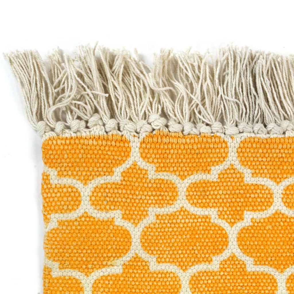 Kilim Rug Cotton with Pattern Yellow
