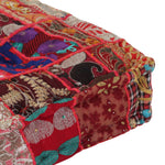 Pouffe Square Cotton Handmade 50x50x12cm Red Foot Stool