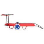 Folding Sun Lounger with Canopy and Wheels Steel Red