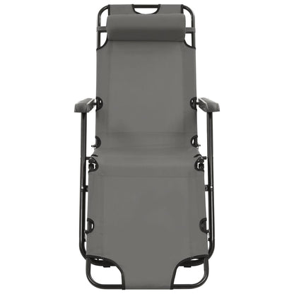 Folding Sun Loungers 2 pcs with Footrests Steel Grey