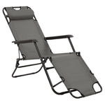 Folding Sun Loungers 2 pcs with Footrests Steel Grey
