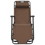 Folding Sun Loungers 2 pcs with Footrests Steel Brown