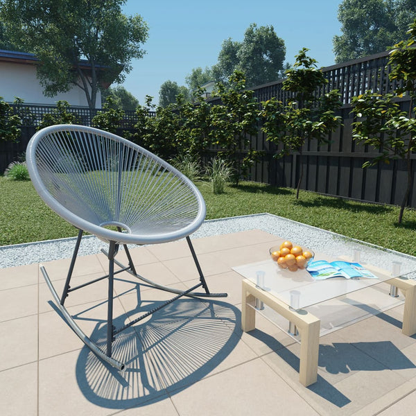  Outdoor Rocking Moon Chair Grey Poly Rattan
