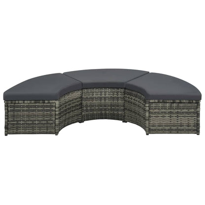 7 Piece Garden Lounge Set with Cushions Poly Rattan Grey
