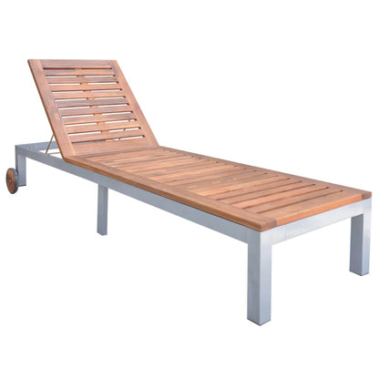 Sun Lounger Solid Acacia Wood - 200×60cm