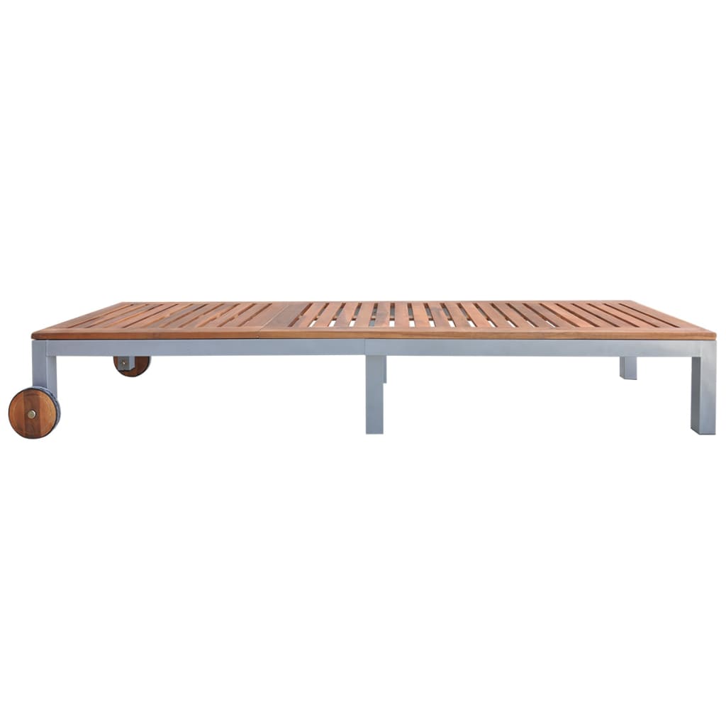 Sun Lounger Solid Acacia Wood - 200×60cm
