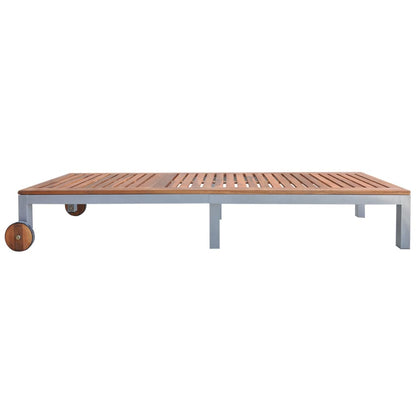 Sun Lounger Solid Acacia Wood - 200×60cm