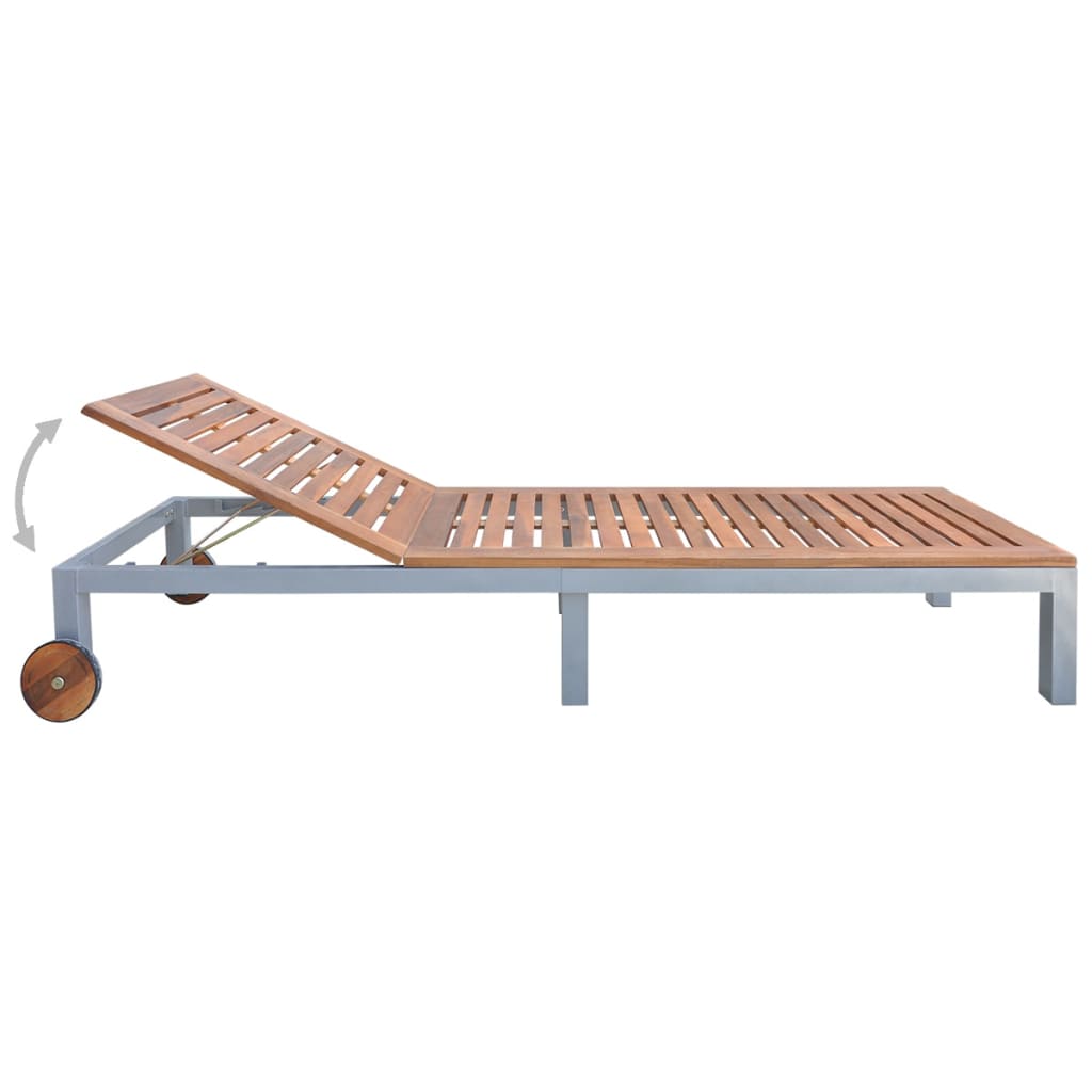 Sun Lounger Solid Acacia Wood - 200×60cm