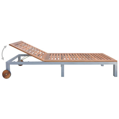 Sun Lounger Solid Acacia Wood - 200×60cm