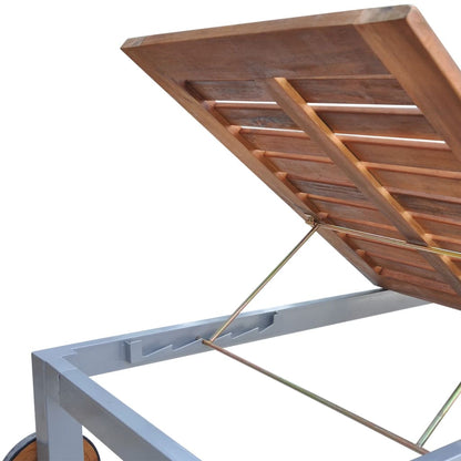 Sun Lounger Solid Acacia Wood - 200×60cm
