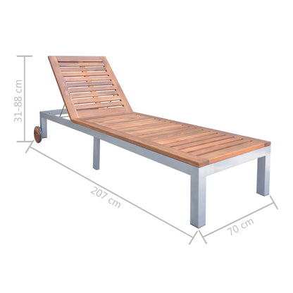 Sun Lounger Solid Acacia Wood - 200×60cm