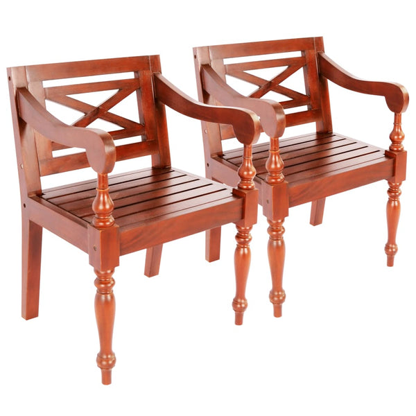  Batavia Chairs 2 pcs Dark Brown Solid Mahogany Wood