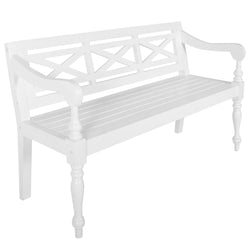 Batavia Bench 136 cm Solid Mahogany Wood White