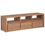 TV Cabinet Solid Teak Wood with Natural Finish