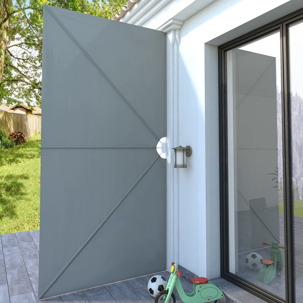 Collapsible Terrace Side Awning, Grey