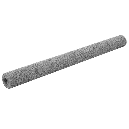 Chicken Wire Fence Galvanised Steel "Silver" - 25×1.5m